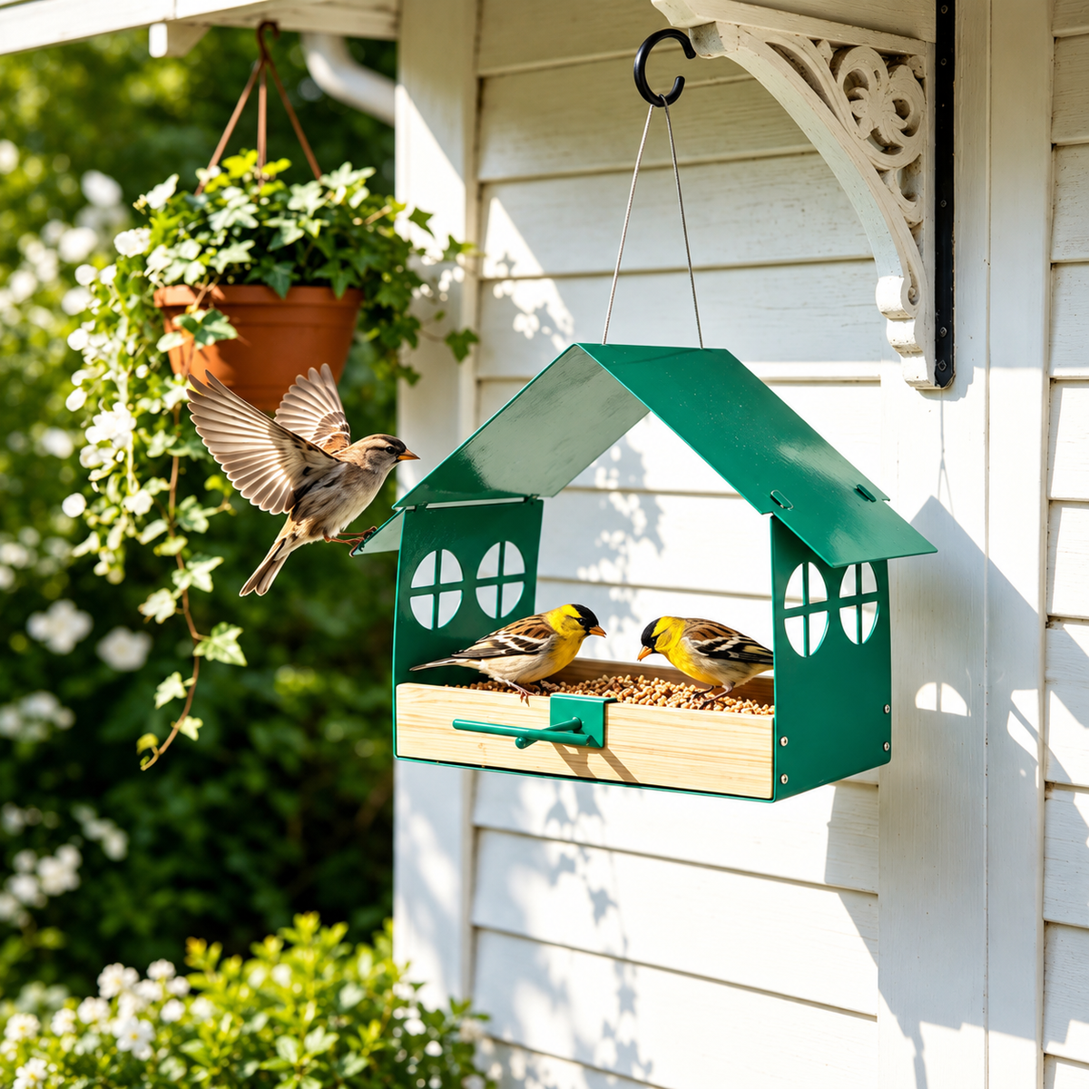 Bring More Birds to Your Backyard with a Stylish Green Bird Feeder
