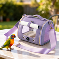 Bird Carrier with Clear Window, Breathable Mesh & Blackout Curtain – Portable Bird Travel Bag with Wooden Perch, Anti-Escape Design & Shoulder Strap