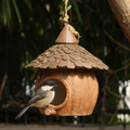 Hanging Birdhouse Cage for Small Birds, Outdoor Wooden Bird House with Rope for Finches, Parakeets & Garden Decor