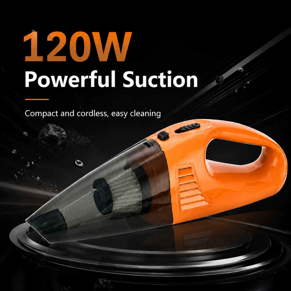 Car Vacuum Portable Cordless, 120W Powerful Handheld Vacuum Cleaner with LED Light, Wet Dry Mini Vacuum for Car Interior Home Pet Hair Cleaning, Rechargeable Wireless Vacuum with Multiple Nozzles